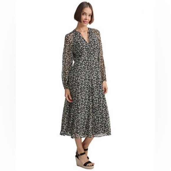 Tommy Hilfiger Dresses & Skirts - Tommy Hilfiger Women's Black Floral-Print A-Line Dress Size 14